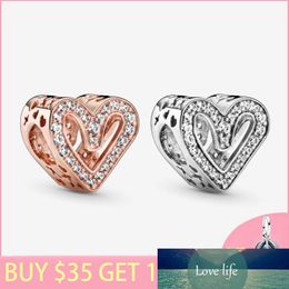 New 100% S925 Sterling Silver Beads Sparkling Freehand Heart Charm Fit Original Pan's Bracelets Women DIY Jewellery