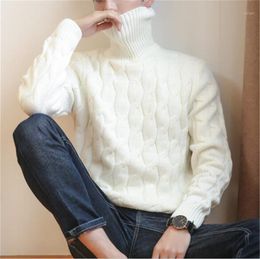 New Winter Pullover Men Sweater Coat Knitted Turtleneck Men Sweater Man Solid High Collar Mens Turtleneck Sweaters1