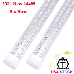 8FT Shop Light Fixture, T8 LED Tubes Lights, Cold White 6500K, V Shape, Clear Cover, Hight Output Shops Lights for Garage ,72W 7200Lumens