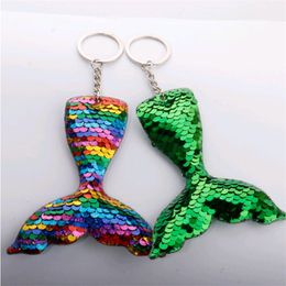 Cute Mermaid fish tail Glitter Sequins Keychain for Party Women Girls Handbag Purse Keyring Jewellery Gift LYX86