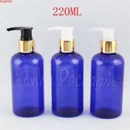 220ML Blue Round Shoulder Plastic Bottle , 220CC Makeup Sub-bottling Toner / Shower Gel Packaging ( 24 PC/Lot )good qualtity