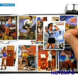 New 50pcs Retro Sexy Beauty Show Girls Posters Lady Picture Style Stickers for Mobile Phone Laptop Luggage Skateboard Decal Stickers Car