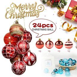 Árbol de Navidad Decoración De Brillo Baubles-Rojo Colgante Árbol Ornamento 24 Pack 4 Cm