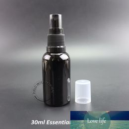 Free Shipping 5pcs 30mll/30cc Black Essential Oil Bottle, 1oz Round Shaple Glass Spray Containers Atomizer Cosmetic Packaging