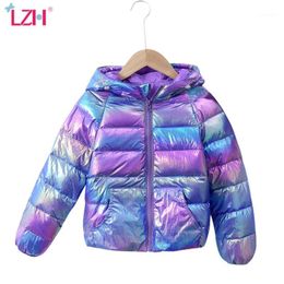 Jackets LZH 2021 Autumn Winter White Duck Down Bright Surface Coat For Girls Loose Zipper Boy Boys Jacket Warm Kids 3-8 Year1