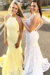 Fashion Spaghetti Straps Prom Dresses Lace Long Evening Dress for Special Party Dresses robe de soiree Custom Made L86