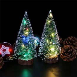 Desktop Mini Christmas Tree with LED Lights Christmas Decorations Tree White Home Decor Merry Xmas Tree Skirts Y200903