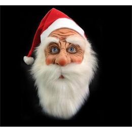 Merry Christmas Santa Claus Latex Mask Outdoor Ornamen Cute Santa Claus Costume Masquerade Wig Beard Dress up Xmas Party Y200103