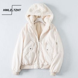 HWLZLTZHT Plus Size Fur Parkas Double-sided Winter Women Jacket Casual Thick Warm Fur Inside Hooded Parkas Jackets For Female 201130