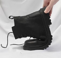 Boots Soft Botties Men Winter Lerther Side Zipper High Top Cool Black Mens Boot Fashion Motorcycle Style Size 40-45 Real Le 76 s