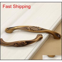 Pitch 96mm/128mm Pull Antique Cabinet Door Handle Drawer Knob Bronze Hand Drawer Cupboard Clos qylVfD packing2010