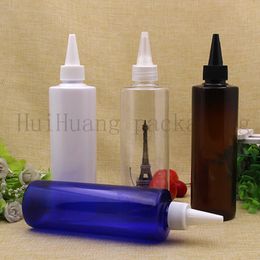50cs 250ml Pet Shampoo Cosmetic Oil Plastic Lotion Bottle Pointed Cap Refillable Perfume Container Squeeze Screw