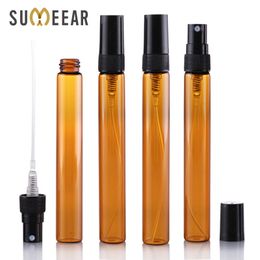 100 Pieces/Lot 10ML Empty Spray Bottle Amber Essential oil Bottles Refillable Perfume Atomizer Cosmetic Container Travel