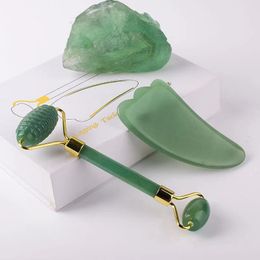 Natural Jade Face Sawtooth Roller Gua Sha Scraper Tool Gift Set Facial Lifting Slimming Massage Neck Eye Chin Beauty Skin Detox Massager