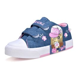 Cartoon Baby Walking Shoes Kids Girl Anti-Skid Canvas Child Breathable Sport Sneakers Spring Fashion Flats for School 220208