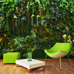 Custom Photo Wallpaper Mural Papel De Parede Tropical Rainforest Flower Plant Green Leaf Bedroom Wall Painting Home Decoration