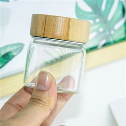 6pcs 47x57x35mm bottiglie capienza 50ml di vetro con l'alluminio di bambù doppio Cap Piccole trasparente Mini Svuotare Fiale Vasi