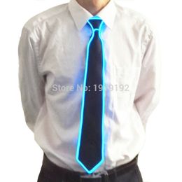 Costume Accessories New Fashion Blue Color Light Up LED Tie glowing EL wire Tie For Evening PartyDJbarclubShow By 3V Steady on driver