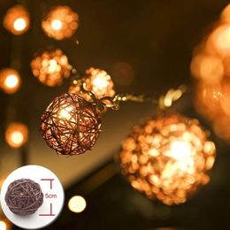 YIMIA 5cm Rattan Balls LED Lights String Holiday Christmas Lights Outdoor Garland Gerlyand For Party Wedding Baby Kid Room Decor Y201020