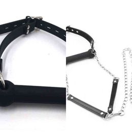 Nxy Sm Bondage Leather Mouth Gag Oral Open Plug Bite Flirt Sex Product Toys Bdsm Harness Fetish Erotic Slave for Couple 1223