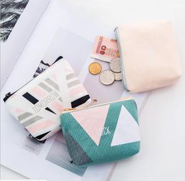 DHL300pcs Wallet Women Cute Mix Geometry Patten Letter Printing Zipper Coin Purses