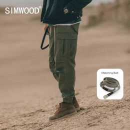 SIMWOOD 2021 Autumn Winter New Cargo Pants Men Fashion Ankle-length Multi-Pockets Hip Hop Streetwear 100% Cotton Trousers H1223