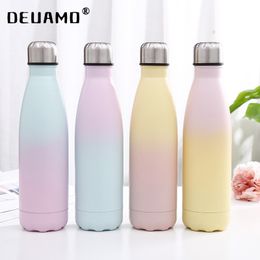 Custom 500ml Double Colour Water Bottle Insulated Cup Stainless Steel Thermos Bottle Portable Travel Sport Vacuum Gift Cup 201105