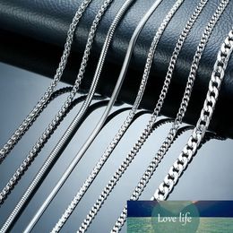 Fashion Jewelry Silver Color Chains Stainless Steel Men Necklace 3mm 4mm 6mm Curb Snake Chains Women Accessories