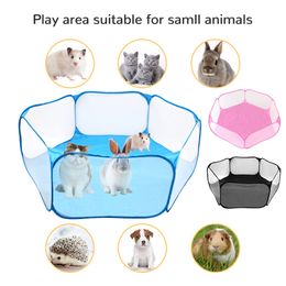 Pet Playpen Portable Indoor / Outdoor Small Animal Cage Game Playground Fence for Hamster Chinchillas And Guinea- Pigs LJ201201