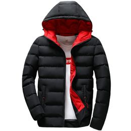Casual Solid Hooded Jackets Winter Men's Thick Jacket Cotton-Padded Mens Coats Slim Warm Windproof Coat Men Parka Outwear K239 201027