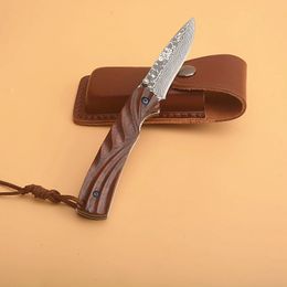 Special Offer Damascus Folding Knife VG10 Damascus Steel Blade Rosewood Handle Ball Bearing EDC Gift Knives
