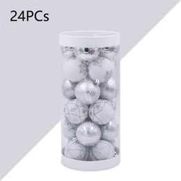 6cm 30pcs Christmas Tree Decor Ball White Hanging Ball Ornament Decorations for Home Xmas Party Tree Pendant 2021 201128