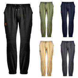 Black Joggers Summer 2020 Sweatpants Pockets Drawstring Streetwear Cargo Men Trousers Elastic Long Pants LJ201104