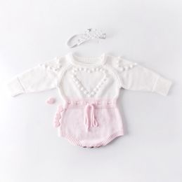 Autumn and Winter children's jumpsuit knit warm baby onesie Sweet and lovely girls winter sweater children's clothing