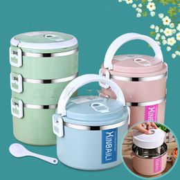 Kitchen bottom thick insulated lunch box kids heating stainless steel lunchbox Japanese thermo bento box picnic food container T200710