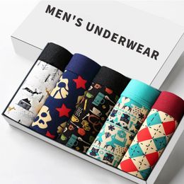 Mens Underwear Boxers Fashion Printed Men Underpants Boxer Shorts Modal Male Panties Pouch Sheath Underpants vetement homme 201023