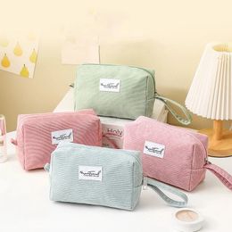Soft Corduroy Makeup Bag for Women Large Solid Color Cosmetic Bag Travel Storage Organizer Girl Beauty Case