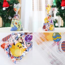 Rabbit Coloured Eggs Packaging Bags Chick Pattern Transparent OPP Flat Mouth Packing Bag 50 Pcs In A Pack Easter 3 75xx J2