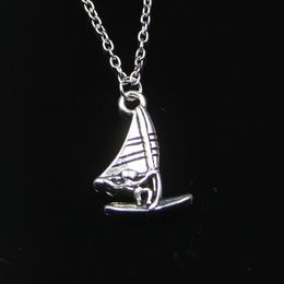 Fashion 26*16mm Windsurfer Windsurfing Sailing Pendant Necklace Link Chain For Female Choker Necklace Creative Jewellery party Gift