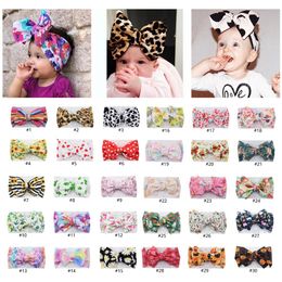 Baby Knot Headband Girls big bow headbands Elastic Bowknot hairbands Turban Print Headwear Head Wrap Hair Band Accessories 30 colors
