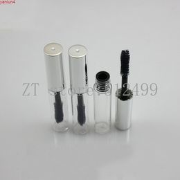 50pcs/lot 4ml Empty Plastic Clear Mascara Tube Cosmetic Eyelash Palm/castor Oil Essence Refillable Container Bottles Silver Caphigh qualtity