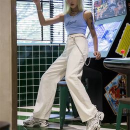 Fashion New Women High Waist Flared Wide Leg Sexy Pants Casual Hollow Out Solid Straight Loose Trousers No Chain White Pant 201111