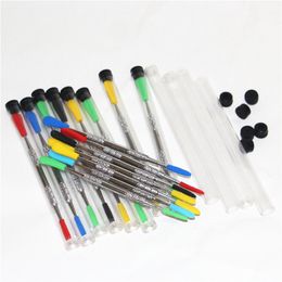 Smoke 100pcs Wax dabbers Dabbing tool with silicone tips 120mm glass dabber tools Stainless Steel Pipe Cleaning Tol