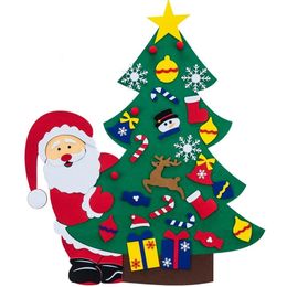 DIY Felt Christmas Tree 37PCS Ornament Wall Hanging New Year 2021 Xmas Kid Gifts Party Supplies Christmas Decoration For Home Y200903