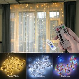 3M USB String Lights 300 LED Window Curtain Lamp for Wedding Party Bedroom Outdoor Indoor Background Wall Christmas Decorations