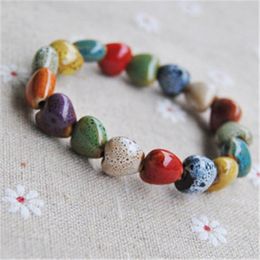 ceramic jewelry bracelet Handmade flower glaze porcelain beads Five beads bracelet volcano 2021