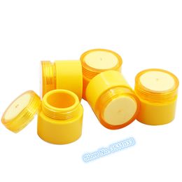 plastic ointment jars Canada - 30pcs 50pcs 100pcs 5G High Quality Plastic Refillable Small Cosmetic Cream Jar Yellow Round ointment Container 5ml