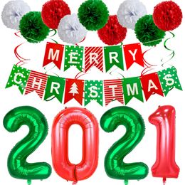 2021 Happy New Year Foil Balloons Photo Booth Frame Props Balloons Gold Black Banner Garland Navidad New Year Eve Party Supplies KKA1577