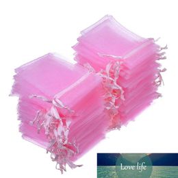 100 pieces 7x9 9x12 10x15 13x18 17x23cm pink organza bag gift bag pullable sachet wedding decoration 88
