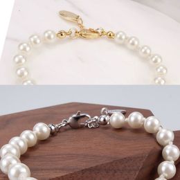 4 Colors Pearl Beaded Bracelet Women Rhinestone Obit Bracelet Gift for Love Girlfriend Fashion Jewelry Accessories